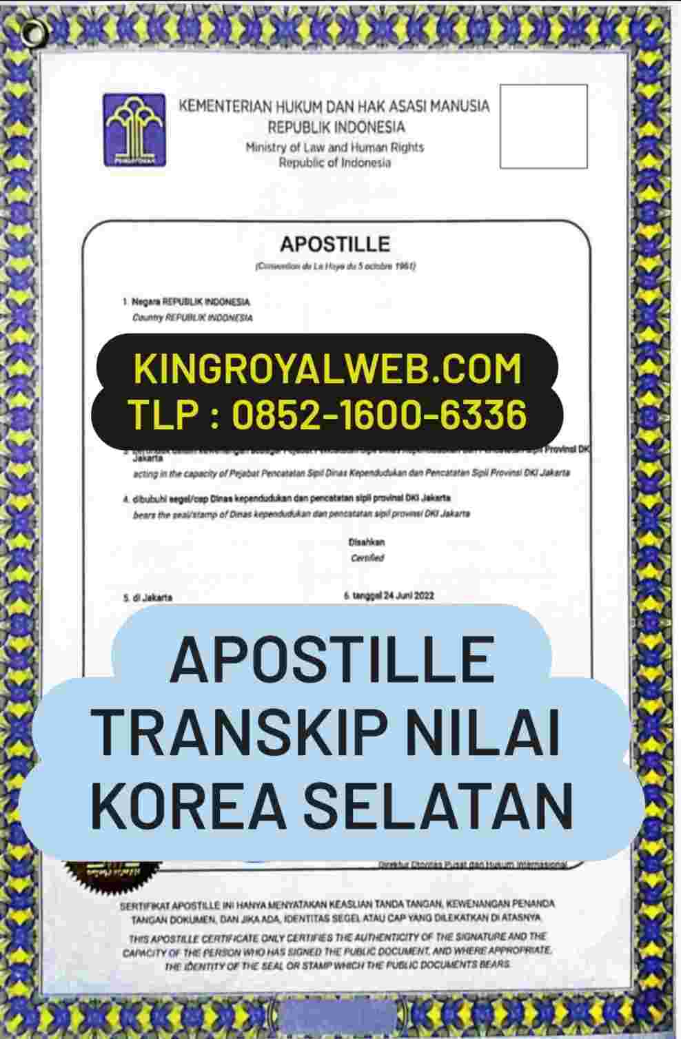 JASA APOSTILLE TRANSKIP NILAI KOREA SELATAN